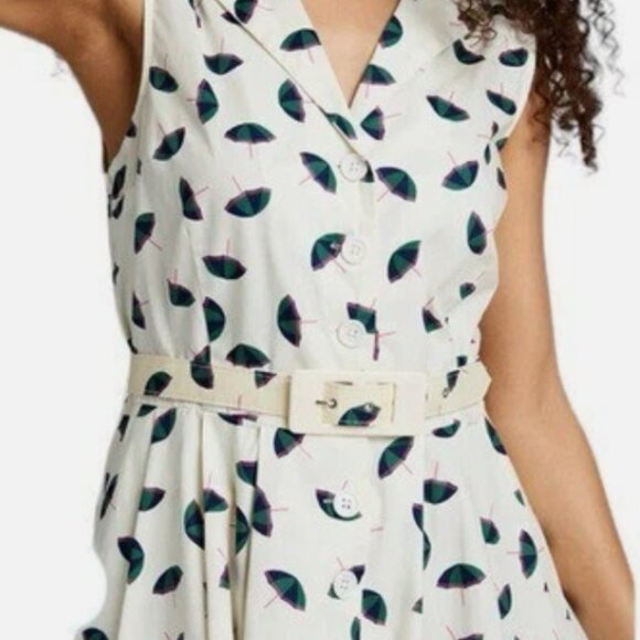 Modcloth Community Brunch Dress in Ivory Umbrella - Picture 3 of 10